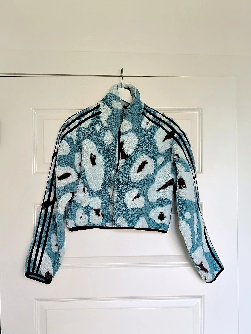 adidas Polar Fleece Nature Allover Print 1/4-Zip Jacket Blue & White Small